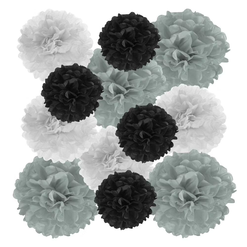 Wedding Shower Bridal Party Decoration 3 Size Paper Pom Poms Flower Ball 15 Pcs - Image 9