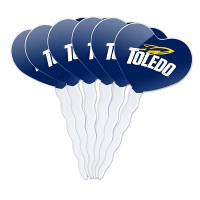 NCAA University of Toledo Rockets Logo Heart Love Cupcake Picks Toppers Decoration Set of 6 - Image 7