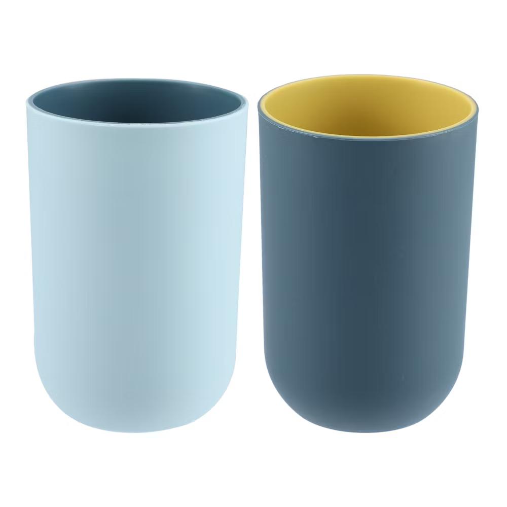 2Pcs Bathroom Tumblers Bathroom Toothbrush Cup Blue 4.33''x2.76'' 350ml - Image 14
