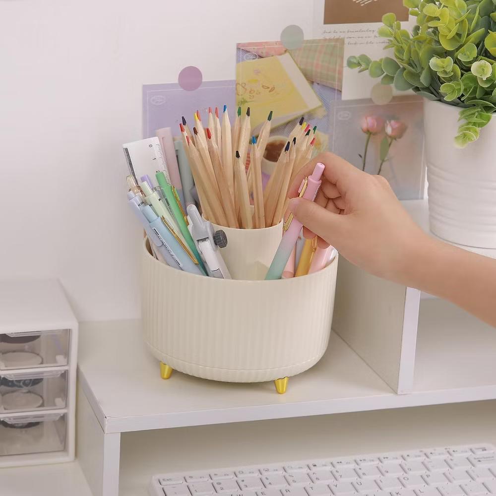 Maison 360 Rotating Plastic Desk Pen And Makeup Organizer With 5 Slots - Image 3