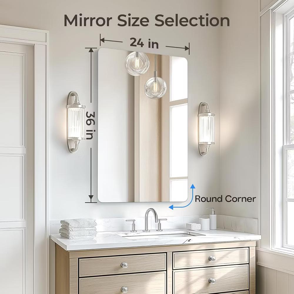 30x40in Frameless Bathroom Mirror, Rectangle Wall Vanity Mirror for Bathroom, Bedroom, Entryway, Dining Room - Image 7