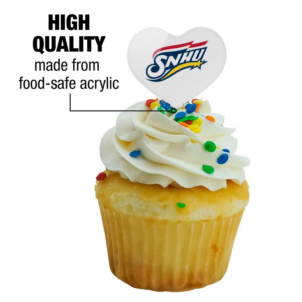 Southern New Hampshire University Primary Logo Heart Love Cupcake Picks Toppers Decoration Set of 6 - Image 2