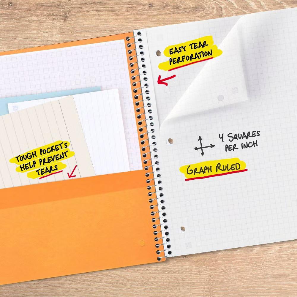 Five Star 1 Subject 100pg Graph Ruled Solid Spiral Notebook: Multicolor, 8.5x11", Flexible Cover, 3 Hole Punched - Image 7