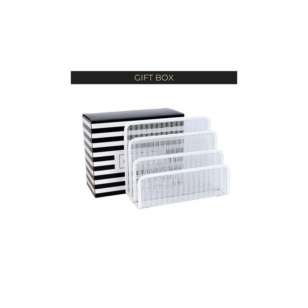 Blu Monaco 3 Tier Metal Mesh Letter Sorter - Available in Aqua, Black, Gold, Pink, Rose Gold, and White - Image 37