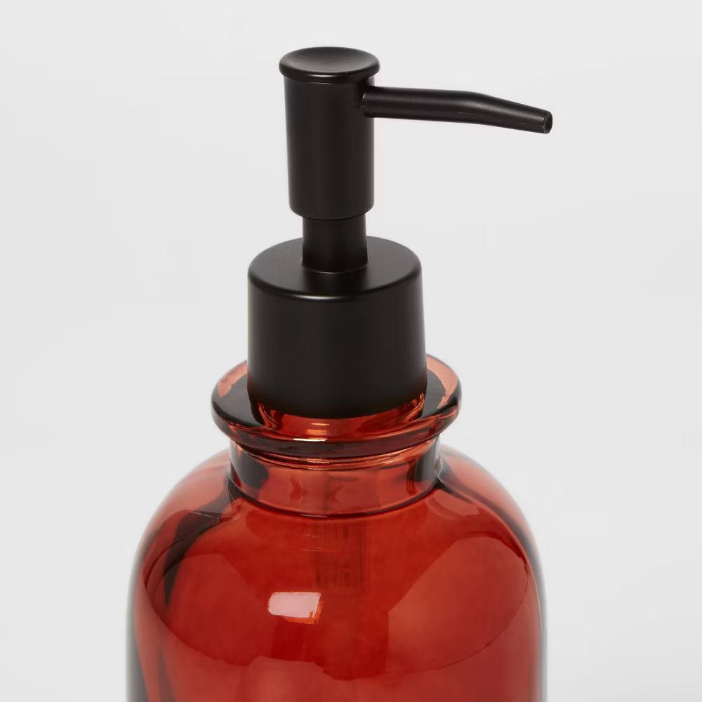 Apothecary Glass Soap/Lotion Dispenser Amber - Image 2