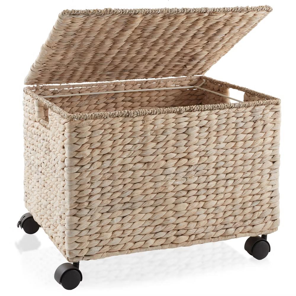 Casafield Rolling Filing Cabinet - Water Hyacinth Hanging File Folder Organizer on Wheels, Home Office Storage - Image 26