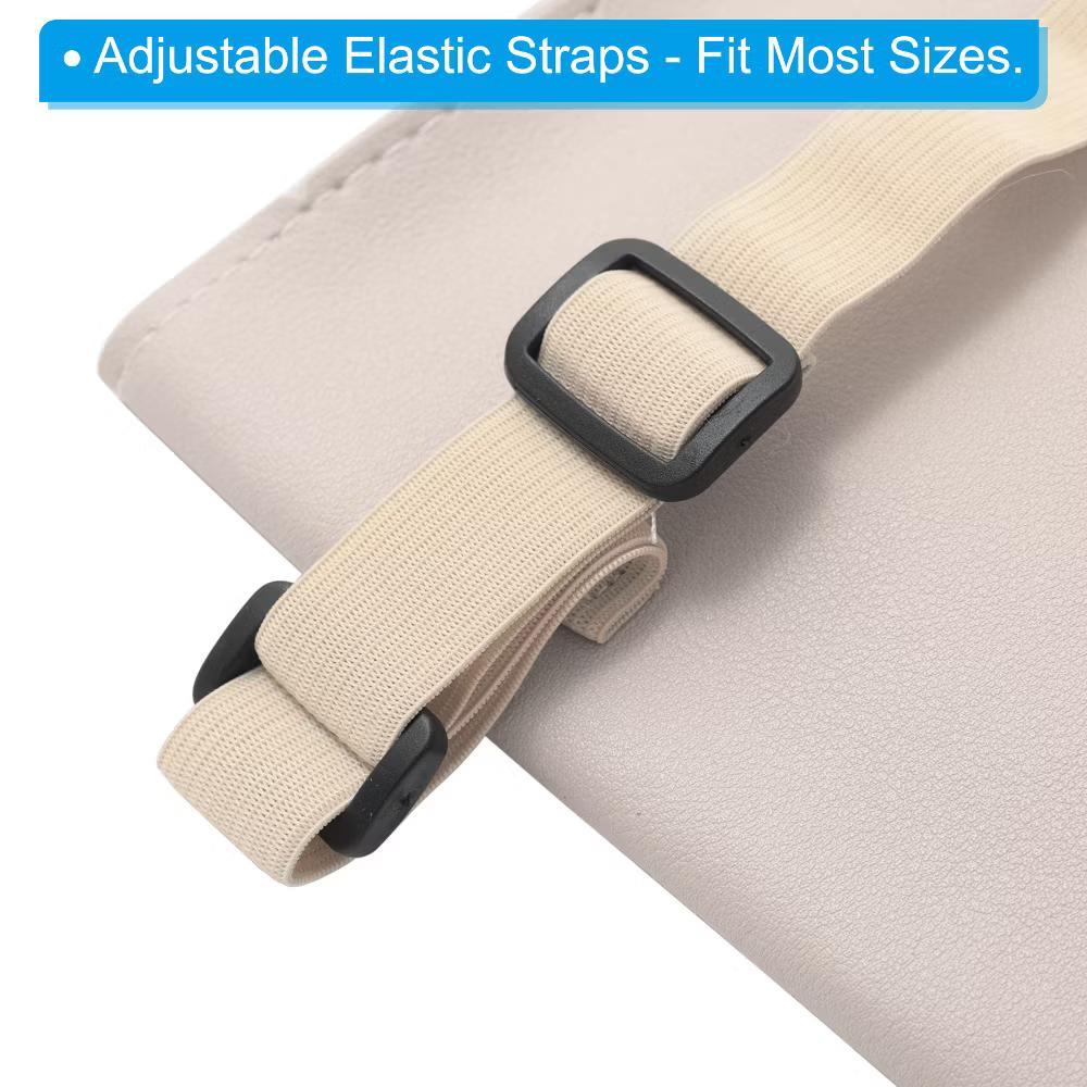 Car Sun Visor Seat PU Leather Adjustable Elastic Strap Tissue Box Covers 2 Pcs - Image 3