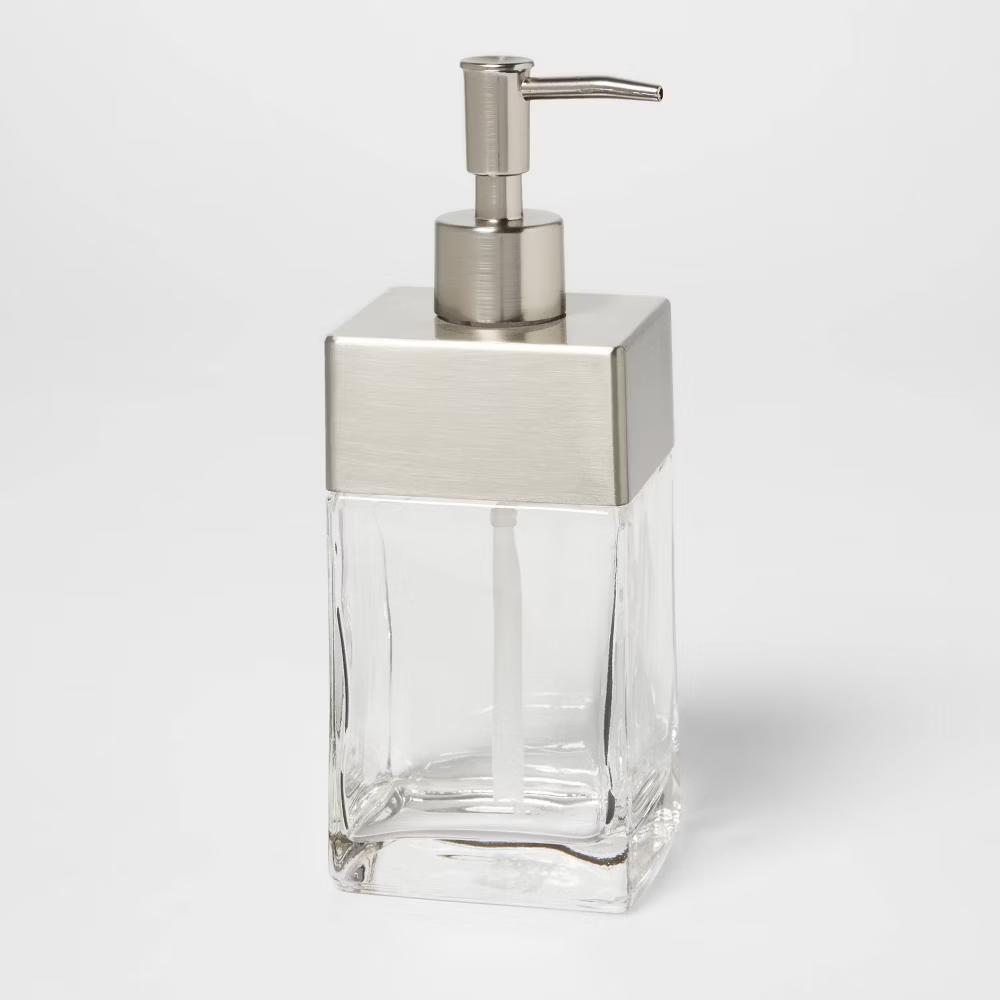 Rectangle Glass with Metal Soap/Lotion Dispenser Clear - Image 3