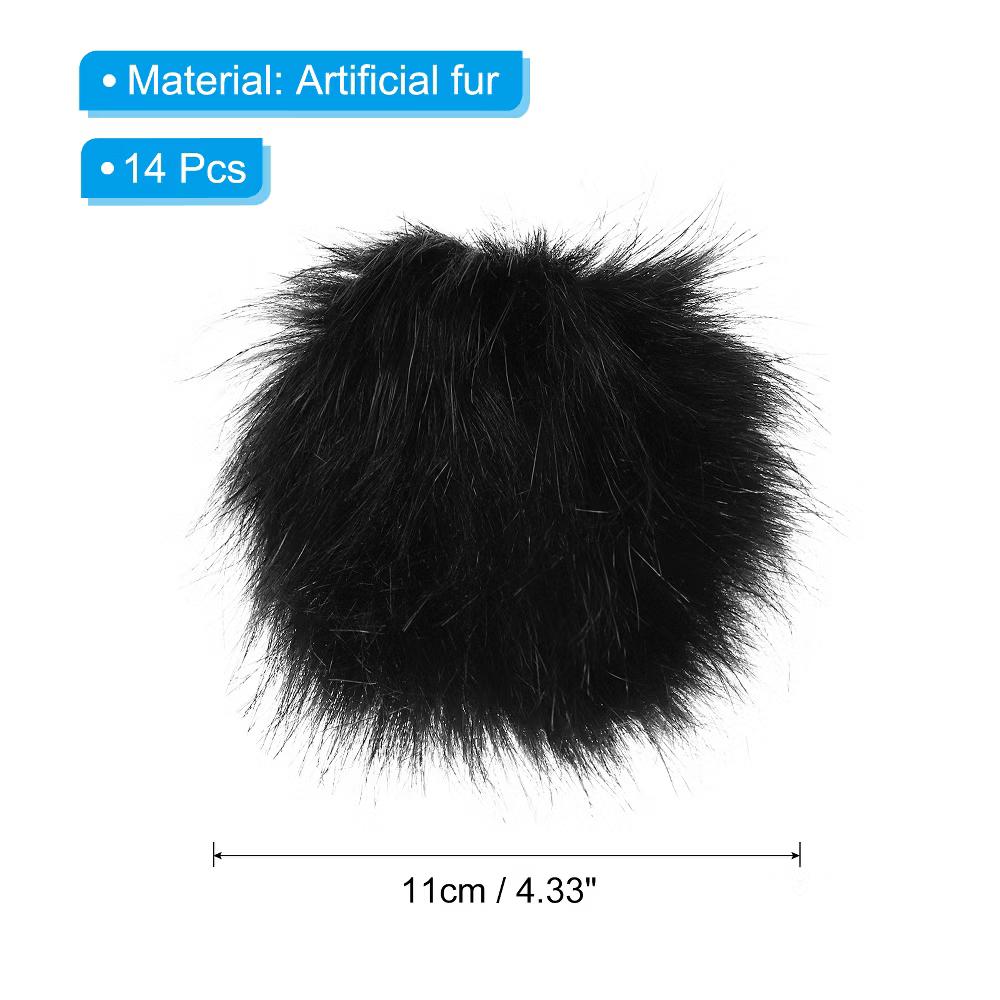 Fluffy Soft Elastic Faux Fur Pom Poms for Hats DIY Scarves Gloves 14 Pcs