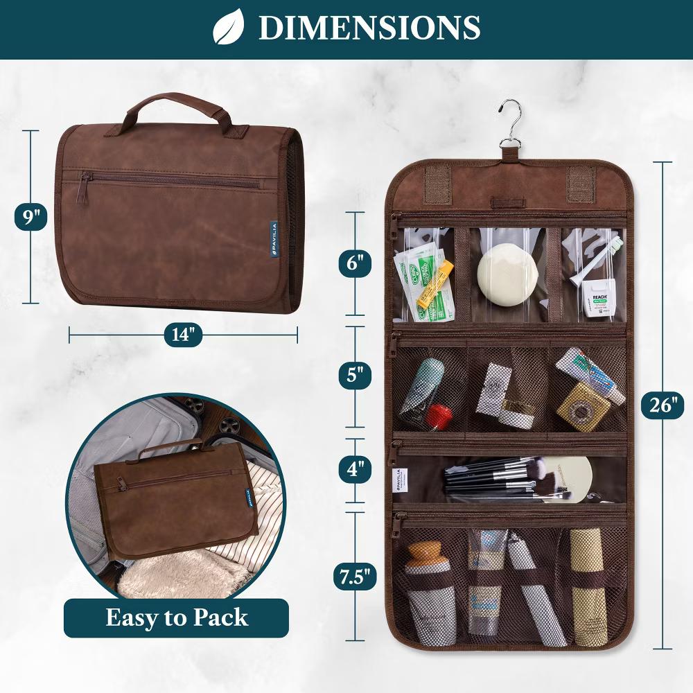 Hanging Toiletry Bag Women Men, Travel Kit Foldable Waterproof Organizer, Roll up Cosmetics Makeup Essentials Jewelry Case - Image 19