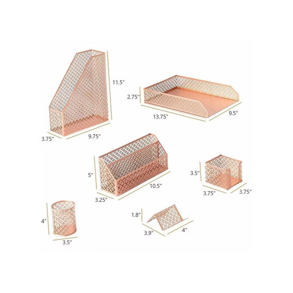 Blu Monaco Desk Organizer Set - 6-Piece Desk Accessories for Mail, Sticky Notes, Pens, Magazines & Documents - Image 40