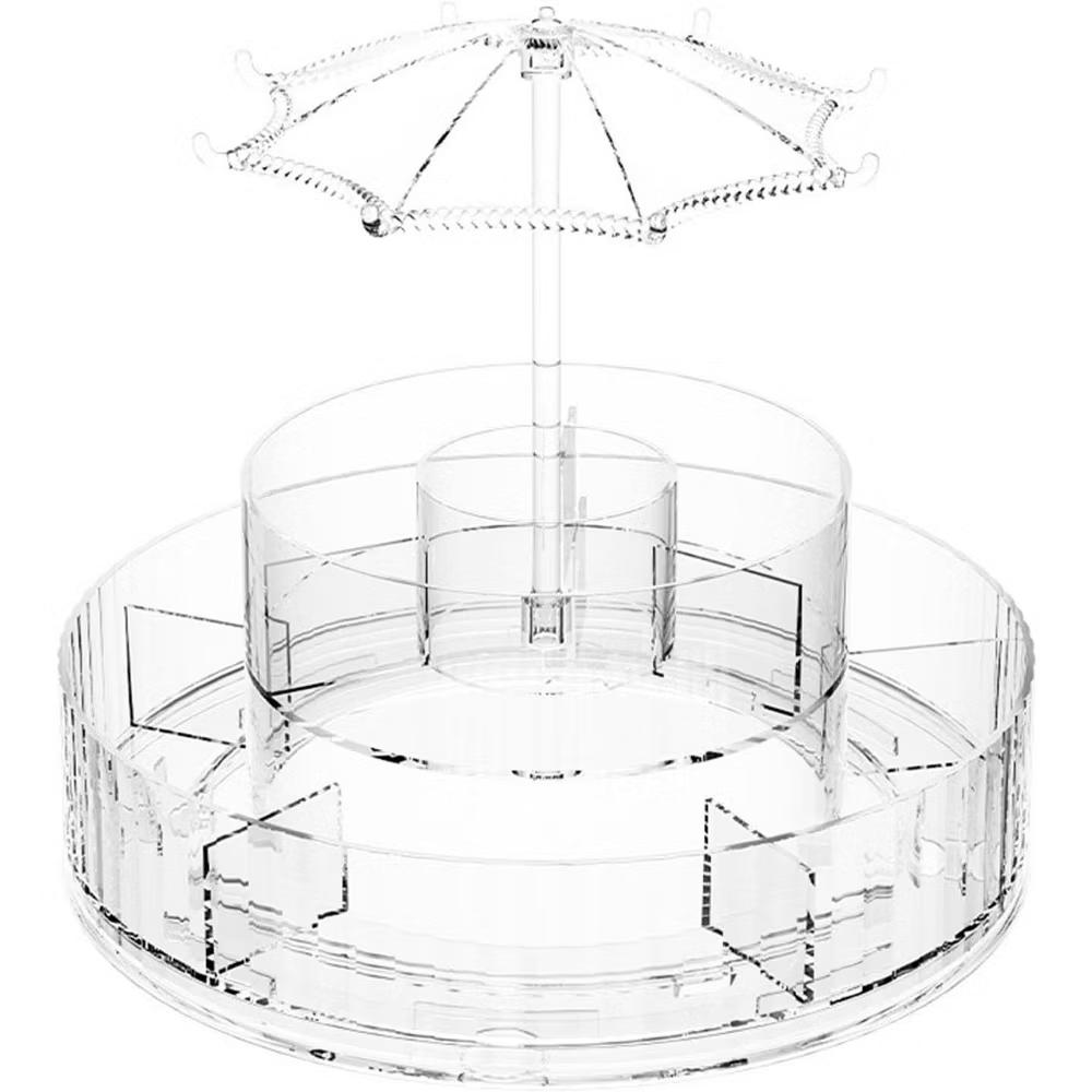 Maison Premium Clear Acrylic 360 Rotating Cosmetic Organizer Umbrella Design - Image 2