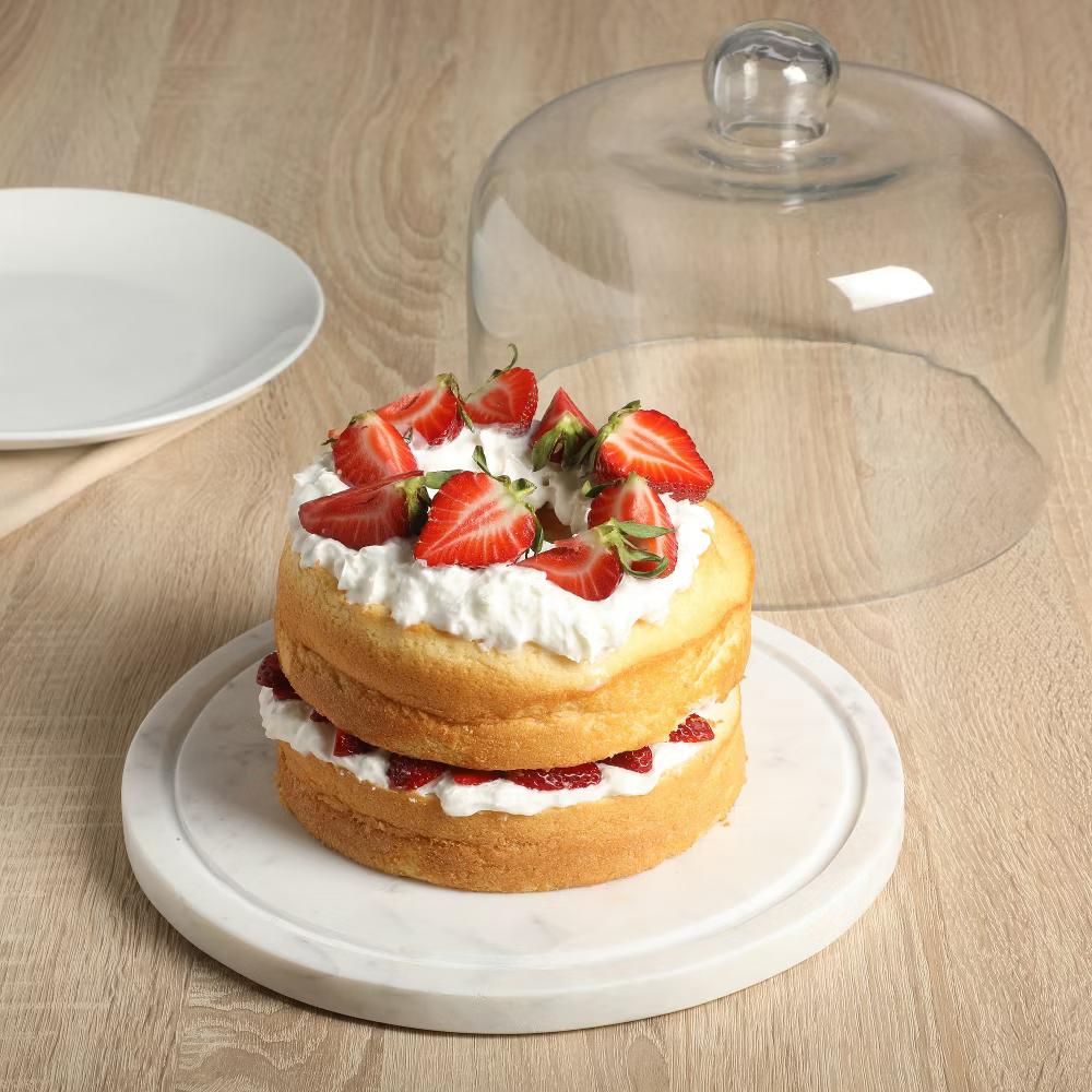 Ridgehaven 11" Marble Cake Stand, Serving Platter, Charcuterie Board, and Center Piece Home Décor With Glass Lid - Image 3