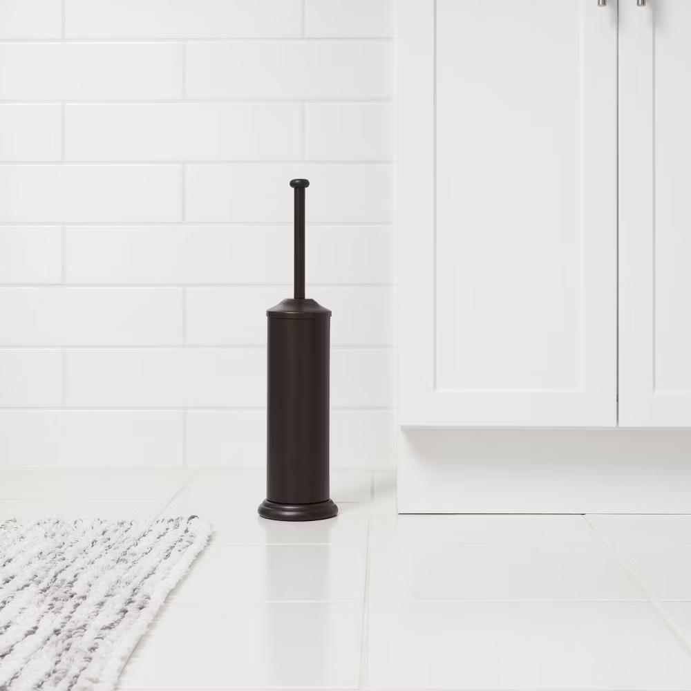 Metal Oil Rubbed Toilet Brush And Holder Set Bronze - Steel Construction, Reusable, 18.7" Height - Image 3