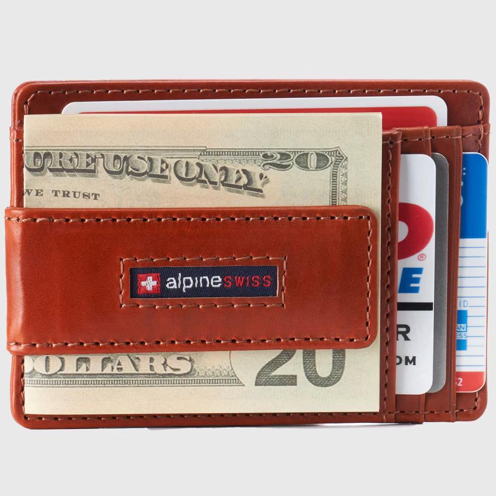 Alpine Swiss Harper Mens RFID Slim Money Clip Front Pocket Wallet Minimalist Leather ID Card Holder - Image 34