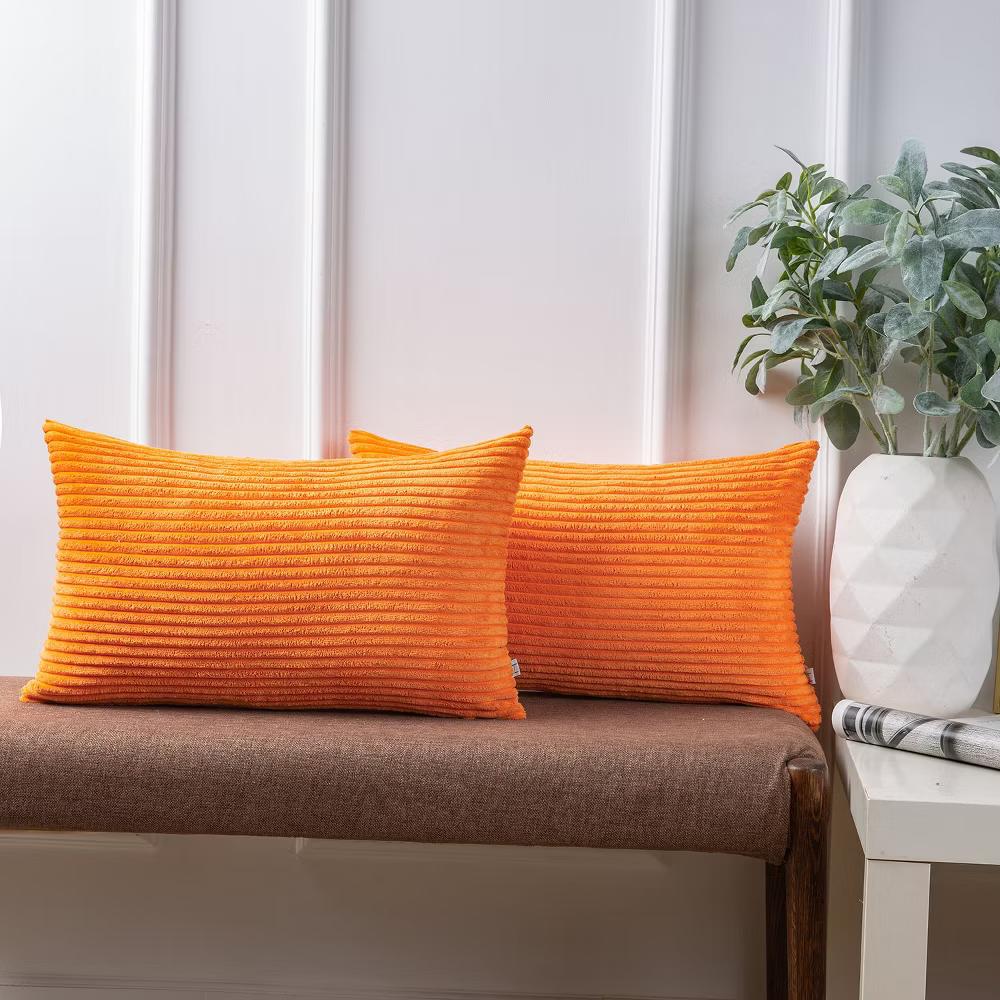Phantoscope Solid Color Corduroy Pillow Covers Set of 2 Plush Velvet & Soft Accent - Image 21