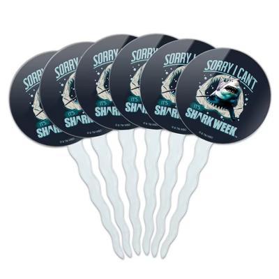 Shark Week Sorry I Can't Cupcake Picks Toppers Decoration Set of 6 - Image 3