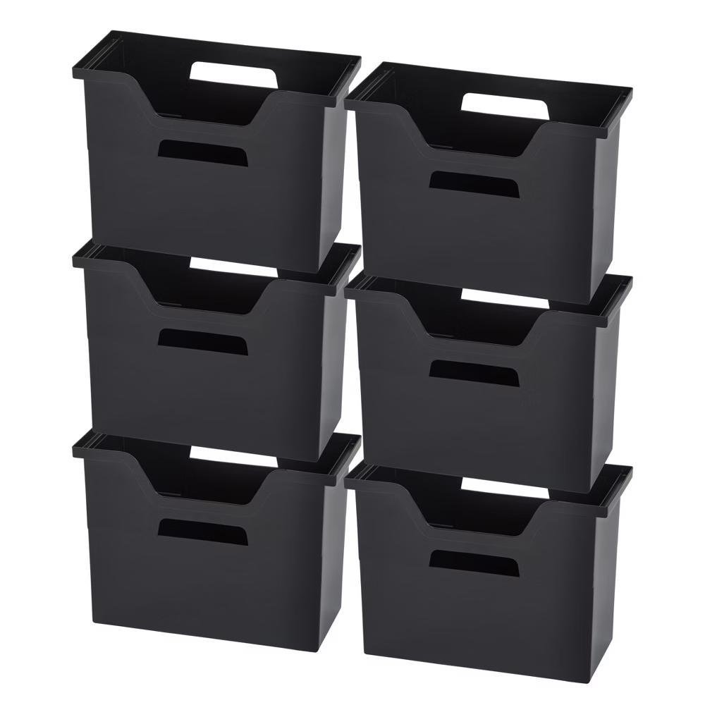 USA Portable Letter Size Desktop File Box with Open Lid, Side Handles, Hanging File Folders - Image 9