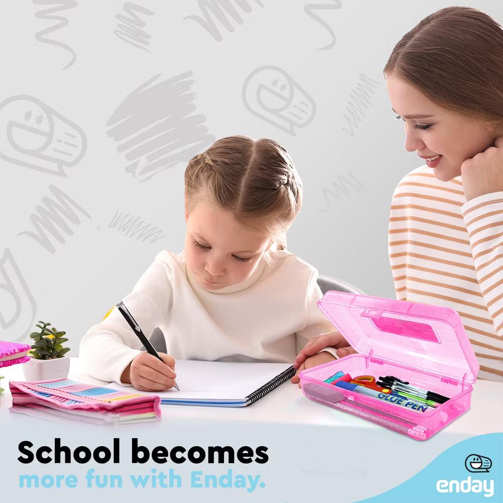 Plastic Pencil Box with Snap Closure Lids, Small Utility Storage Crayon School and Office Supplies Case Organizer - Image 21
