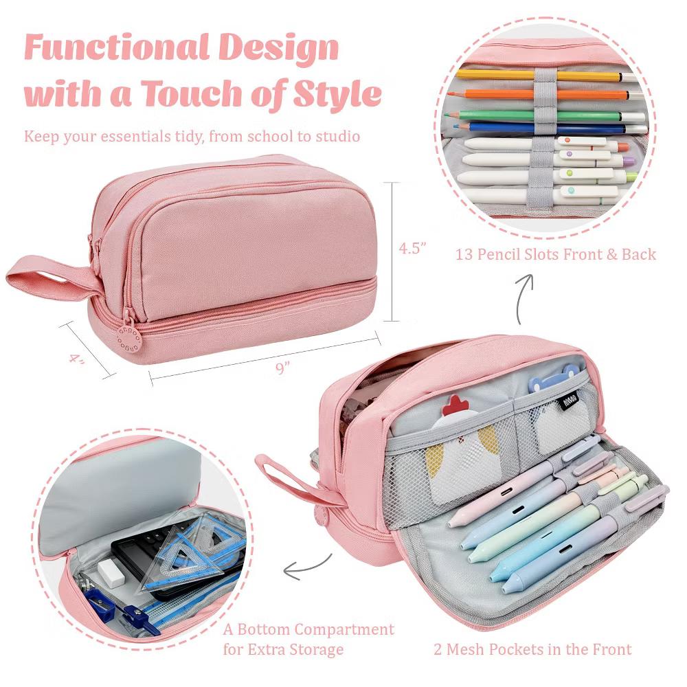 4 Compartment Large Capacity Pencil Case, Pencil Pouch for Stationery Tools - Image 4
