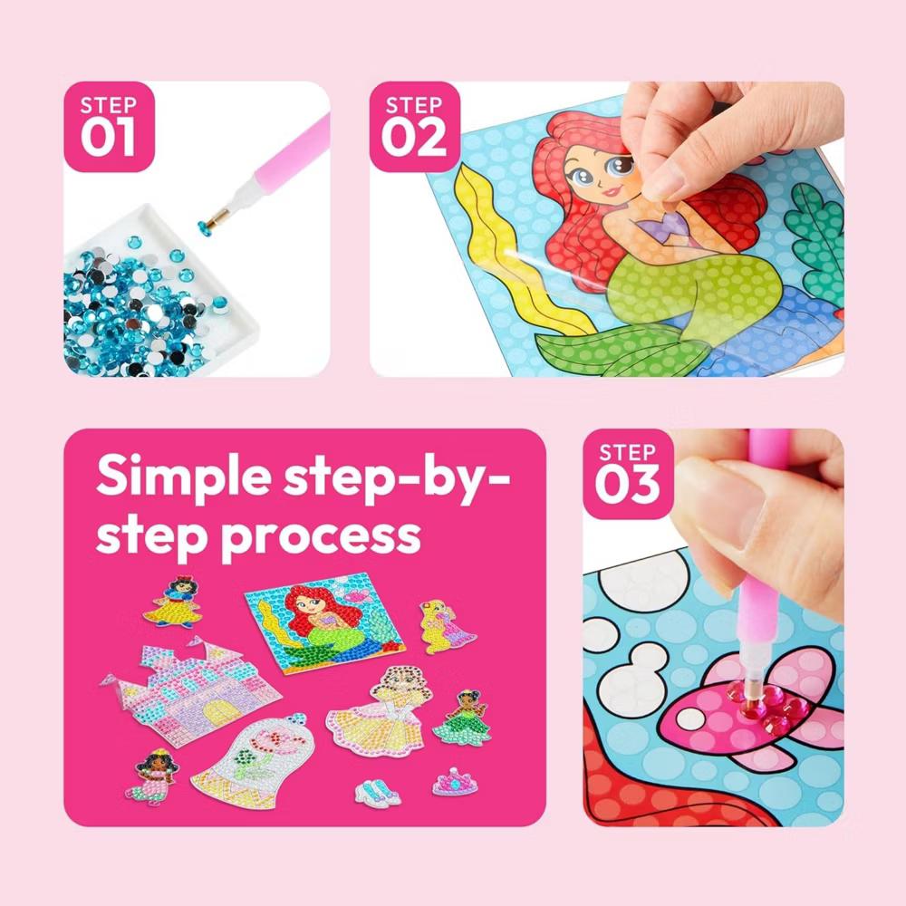 16 Pcs Gem Art Kit for Kids - 2 Styles, Diamond Painting Craft with 5D Gem, Arts & Crafts DIY Kit, Birthday Christmas Gift for Girls Ages 6-12 - Image 8