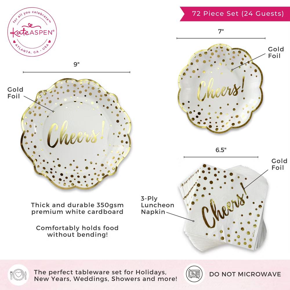 Cheers 72 Piece Party Tableware Set (24 Guests) | 00271NA-kit - Image 7