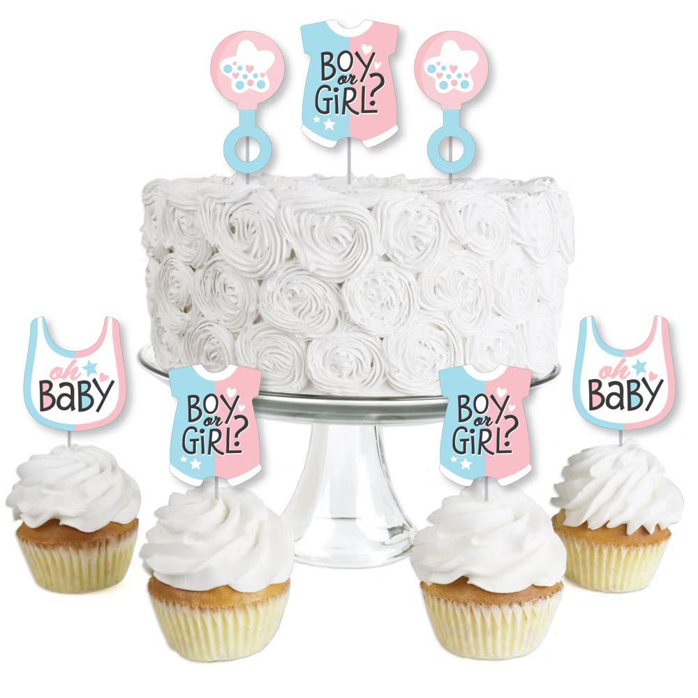 Baby Gender Reveal - Dessert Cupcake Toppers - Team Boy or Girl Party Clear Treat Picks - Set of 24 - Image 3