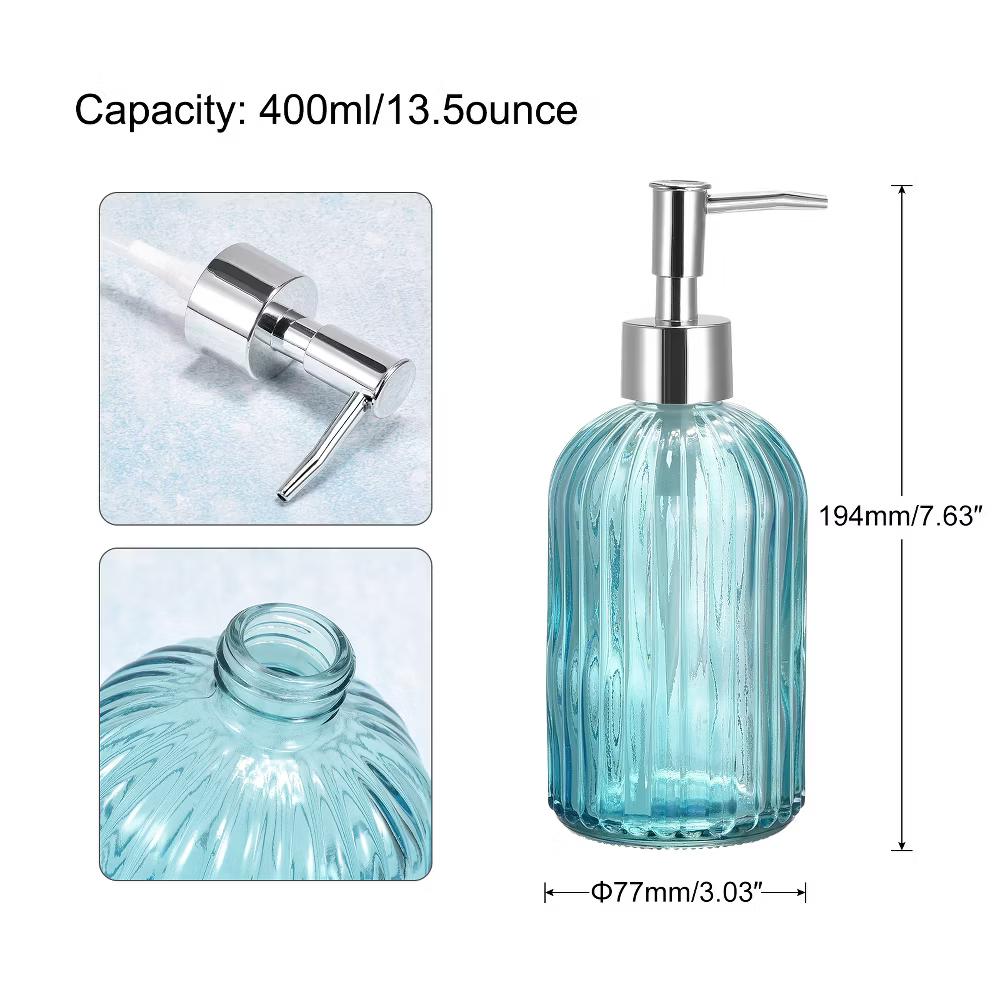 Durable Glass Soap Dispenser with Silver Pump for Bathroom - Image 3