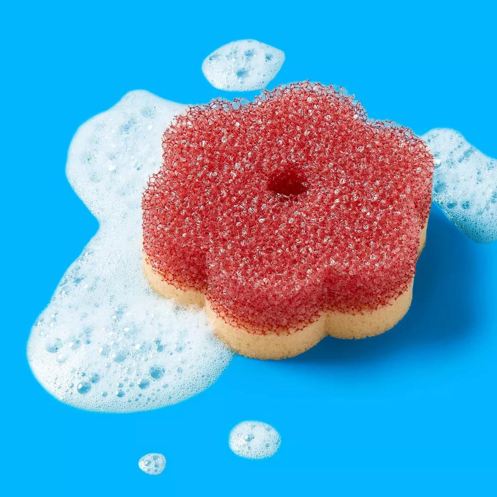 Double-Sided Temperature Sensitive Scrubber with Sponge - Flower - Image 2
