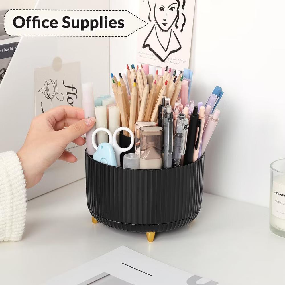Maison 360 Rotating Plastic Desk Pen And Makeup Organizer With 5 Slots - Image 8