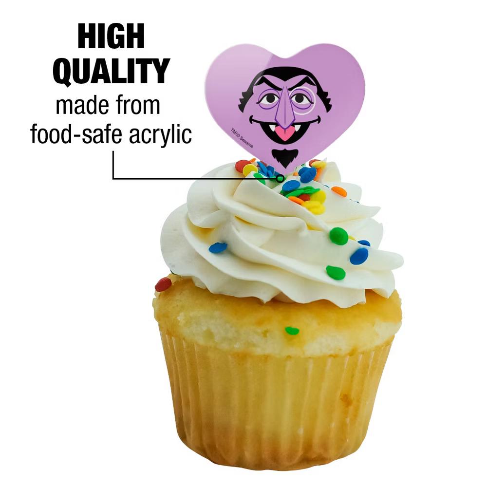Count Face Cupcake Picks Toppers Decoration Set of 6 - Image 3