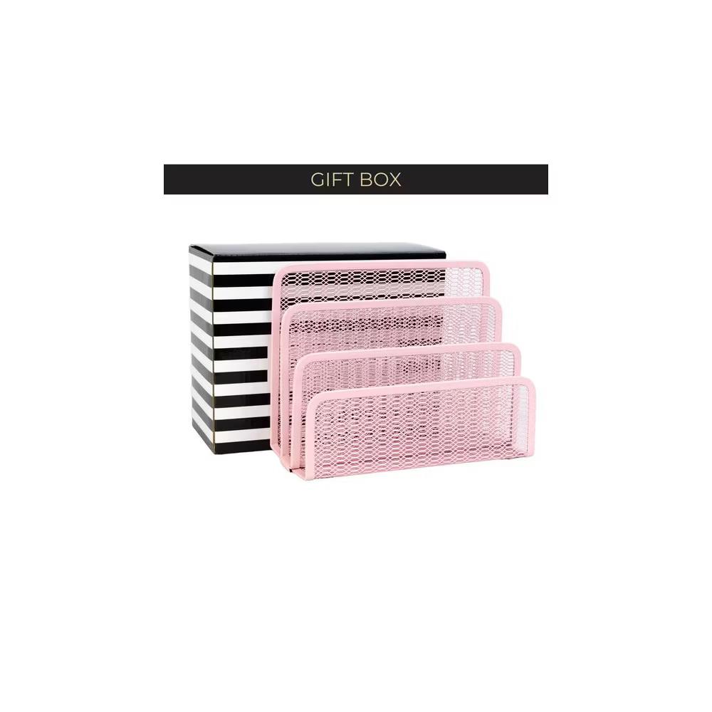 Blu Monaco 3 Tier Metal Mesh Letter Sorter - Available in Aqua, Black, Gold, Pink, Rose Gold, and White - Image 26
