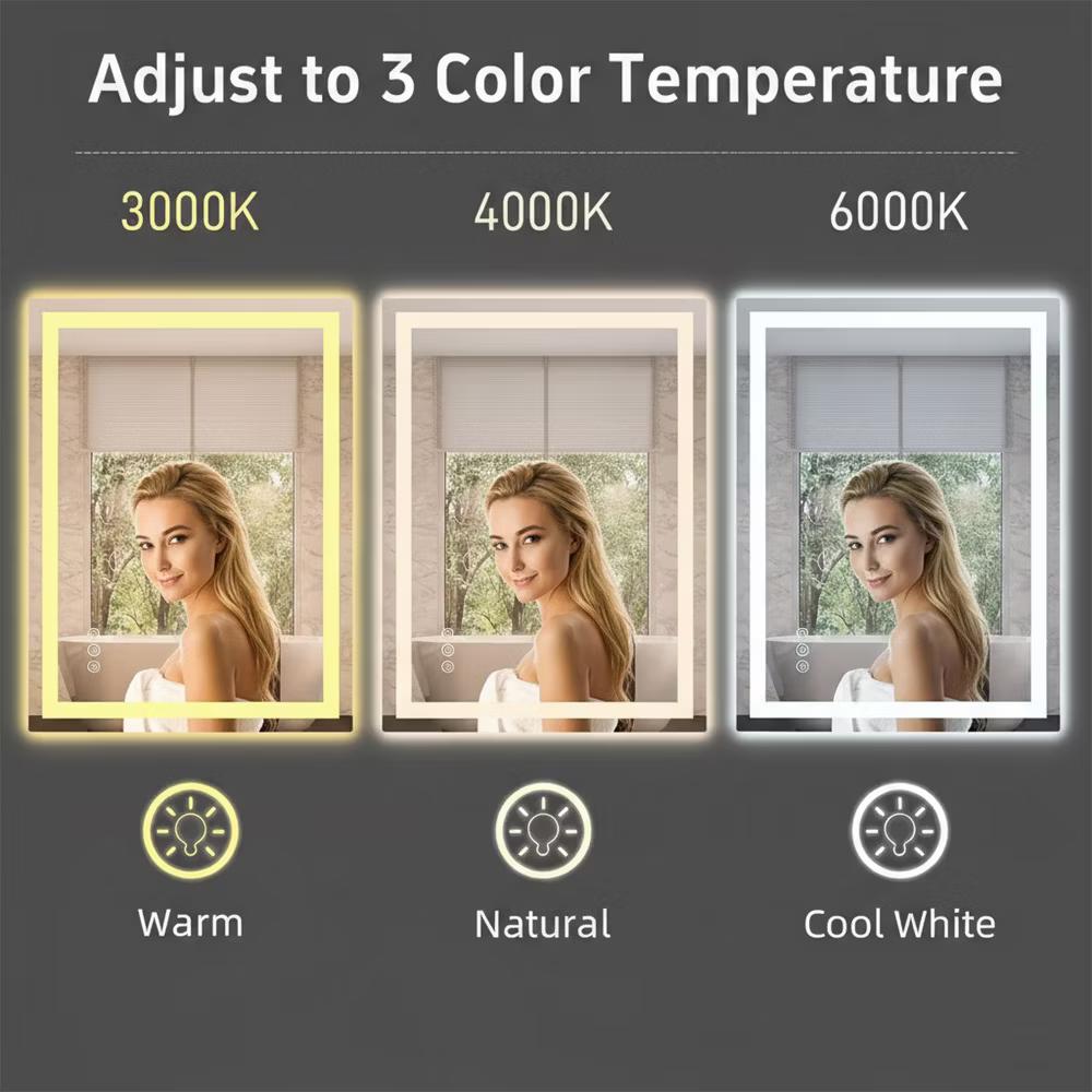 New England Stories Anti-Fog LED Bathroom Mirror with Dual Front & Backlit Lights - Image 3