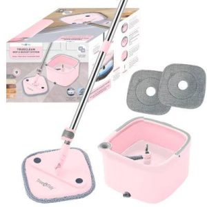 True & Tidy True Clean Spin Mop and Bucket System: Microfiber Cleaning Tools for Household Floor Maintenance