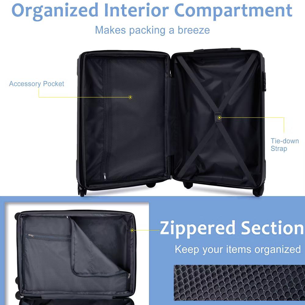 20" Hardshell Carry-On Luggage with 2 Packing Cubes & Spinner Wheels & TSA Lock, Lightweight ABS Suitcase - ModernLuxe - Image 73
