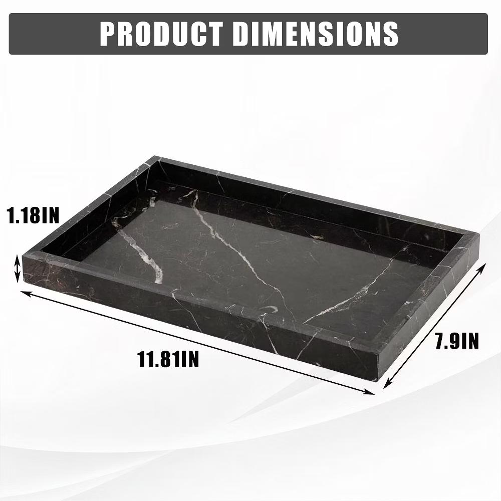 Elegant Natural Marble Jewelry Tray - 12x8" Dark Coffee Veined Stone Organizer for Bathroom, Kitchen, Dresser - Ideal for Perfume, Home Decor - Image 7