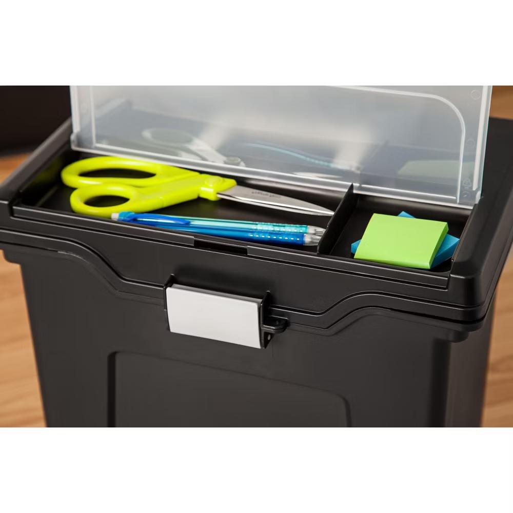 USA Portable Letter Size File Box with Handle for Hanging Folders - Image 3