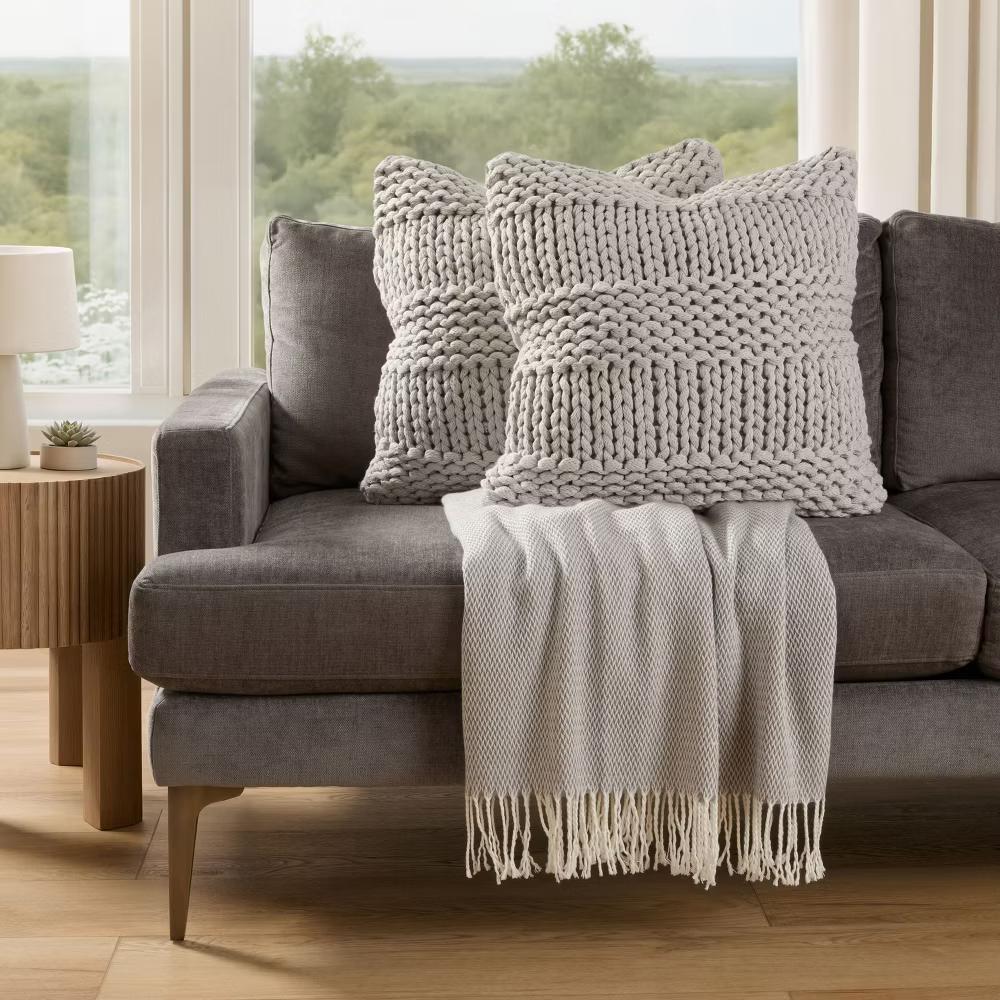 Cozy Chunky Knit Throw Pillow Cover And Pillow Insert - Image 71