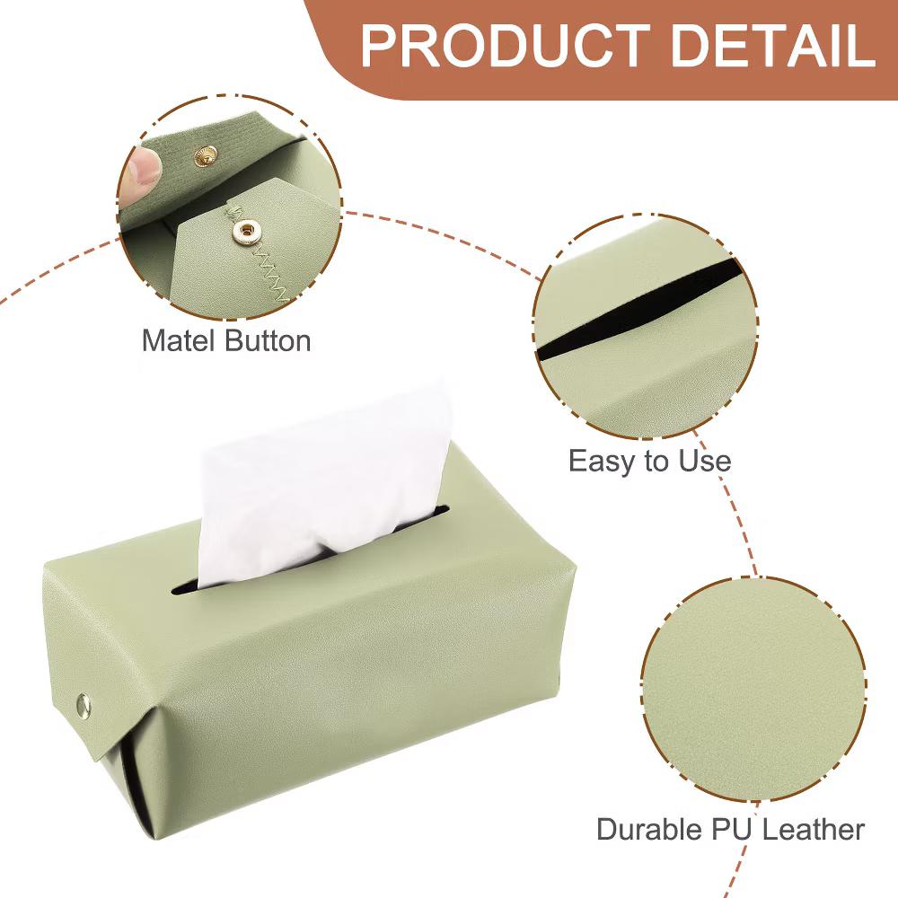 Rectangle PU Leather Tabletop Bathroom Kitchen Tissue Box Cover - Image 27