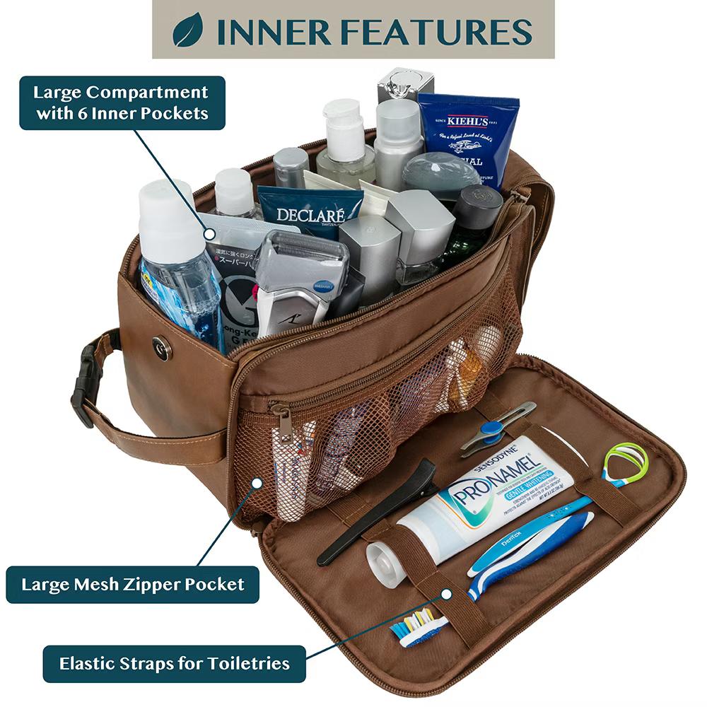 Toiletry Bag for Men, Travel Essentials Shaving Dopp Kit, Water Resistant Cosmetic Makeup Organizer Case - Image 13