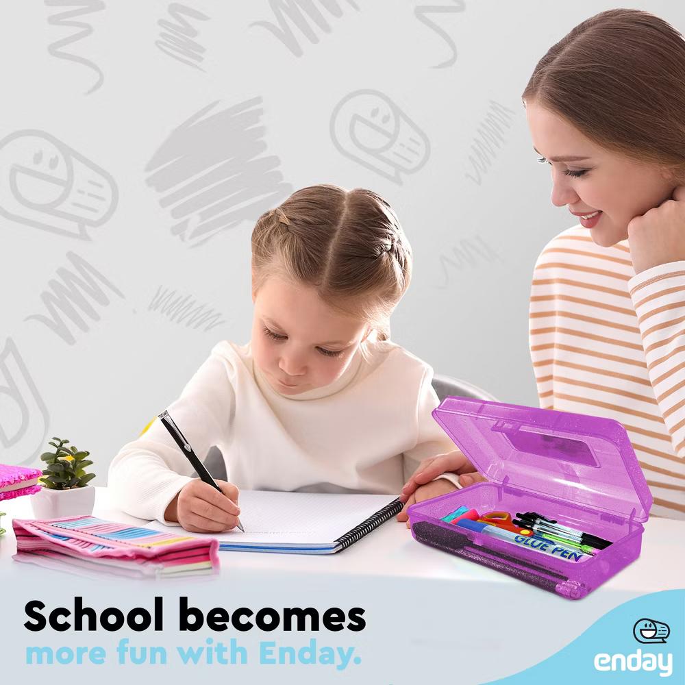 Plastic Pencil Box with Snap Closure Lids, Small Utility Storage Crayon School and Office Supplies Case Organizer - Image 31