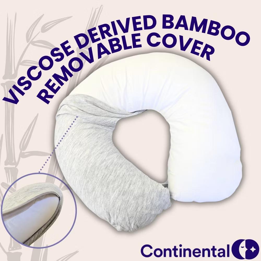 Continental Bedding U-Shaped Down Alternative Travel Neck Pillow with Removable Bamboo Cover and Travel Bag - Image 5