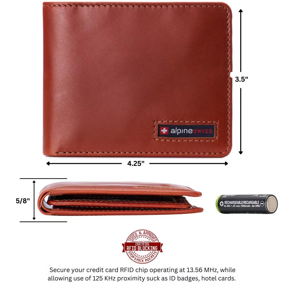 Alpine Swiss Connor Executive Bifold Wallet | Business Passcase for Men | Premium Leather | Dual ID Windows | RFID Blocking | Gift Box Included - Image 20