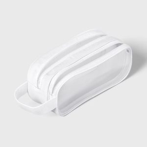 Double Zip Clear Plastic Pouch White