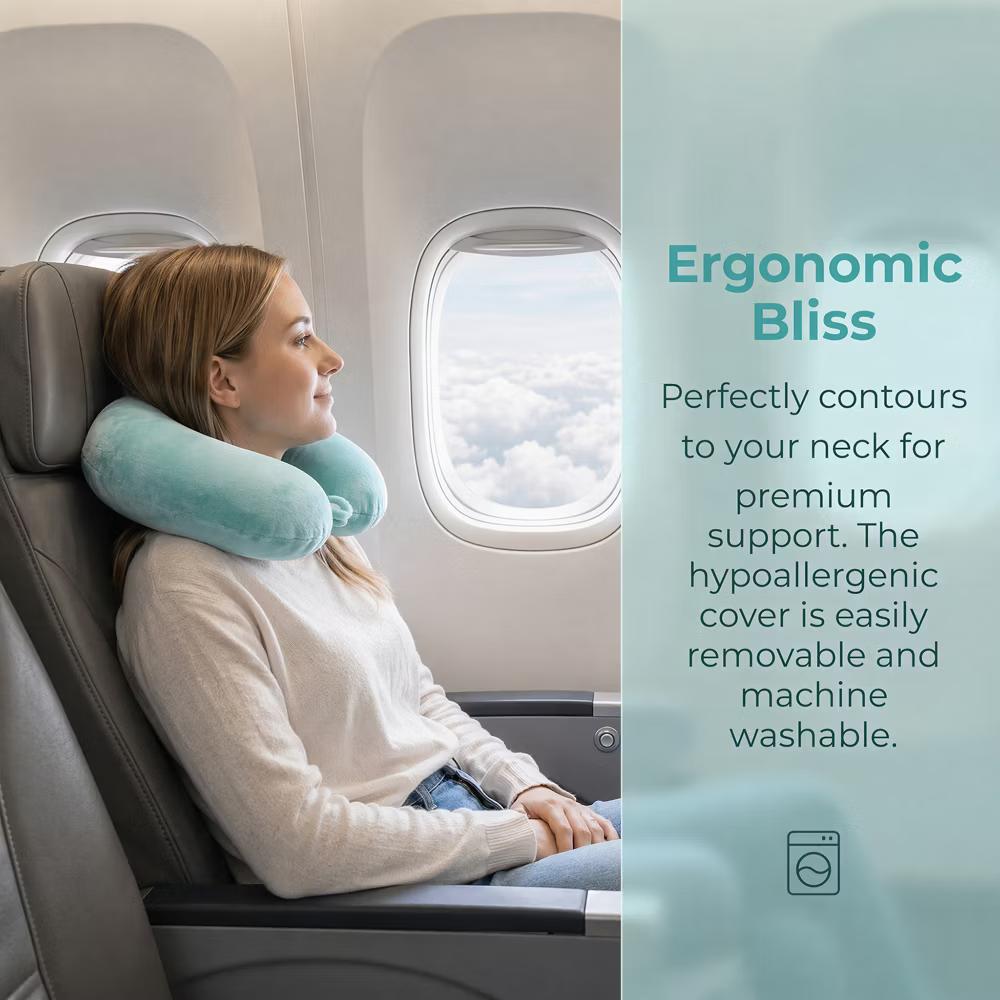 Solid PP Cotton Lightweight Office U-Shape Travel Neck Pillows 11x11in 1 Pc - Image 14
