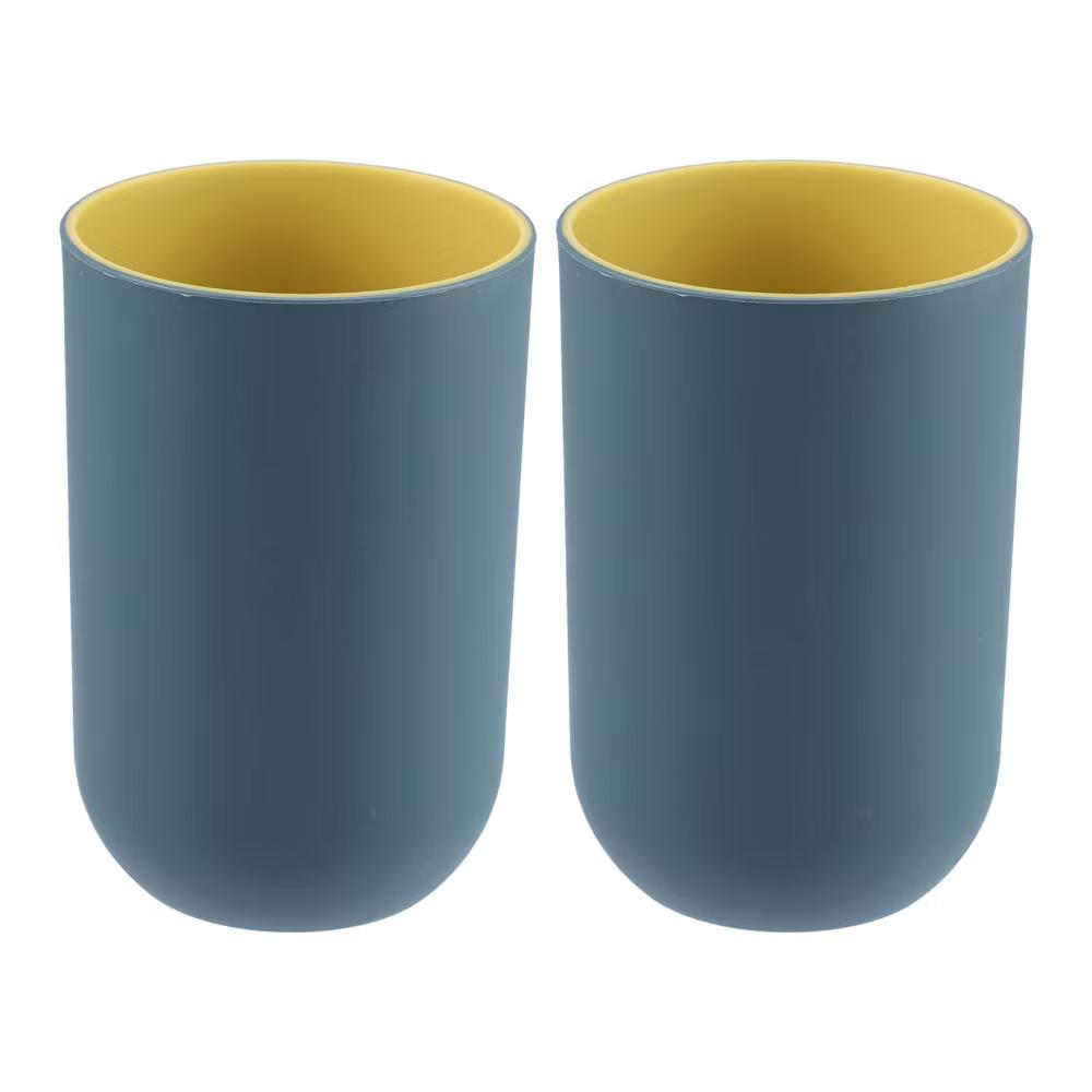 2Pcs Bathroom Tumblers Bathroom Toothbrush Cup Blue 4.33''x2.76'' 350ml