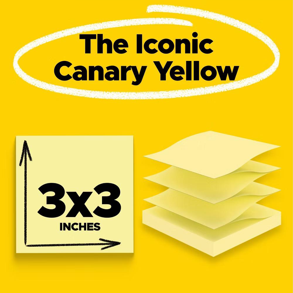 5pk 3" 3"Sticky Notes, 100 sheets/Pad - Canary Yellow - Image 6