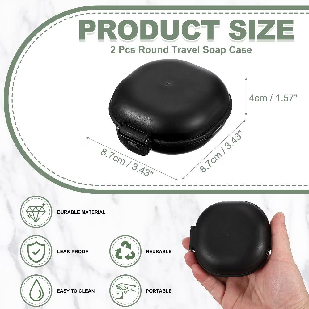 Soap Dish, Portable Travel Soap Box Waterproof Holder Case Round - Image 16