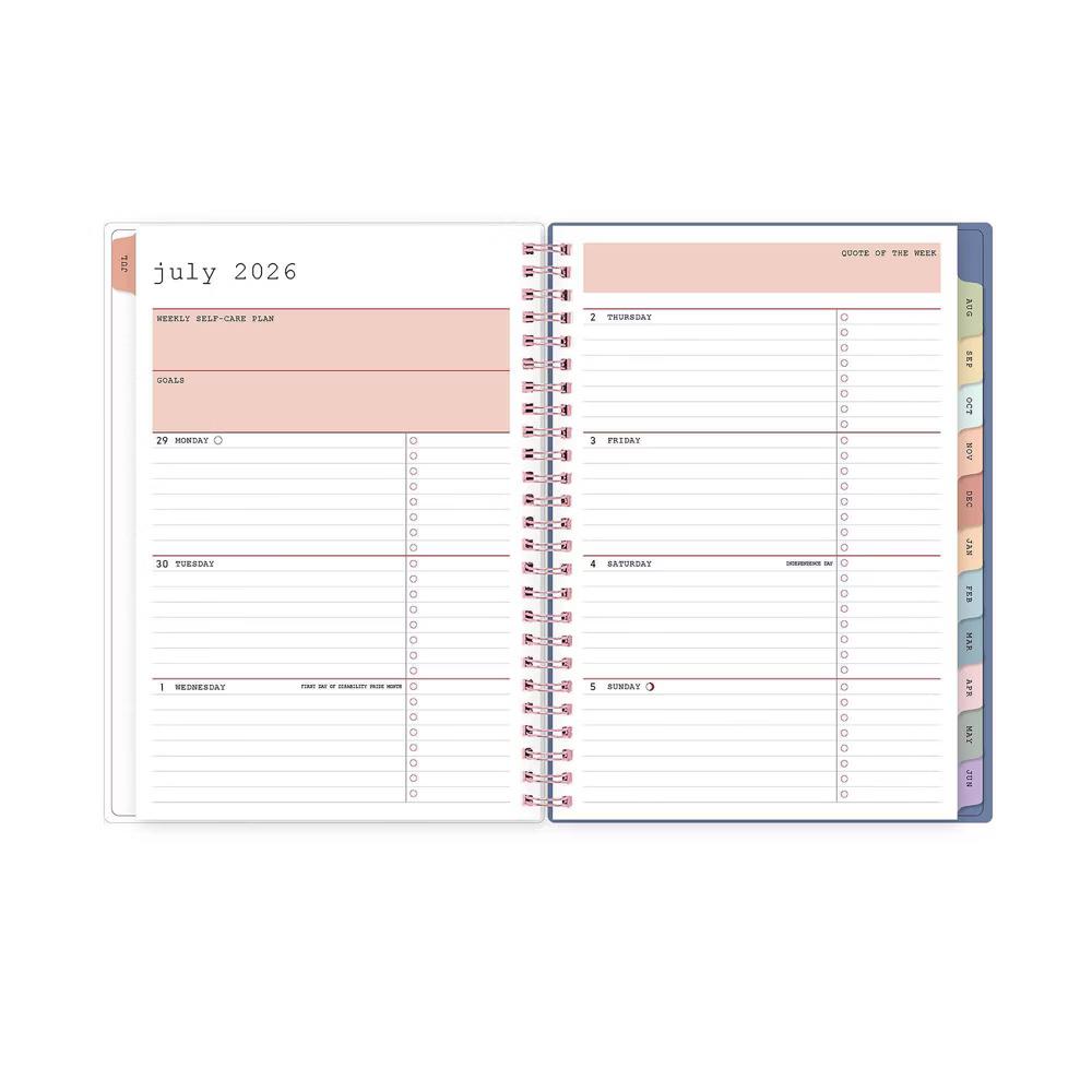 WAAV 5.875"x8.625" 2026-2027 Weekly/Monthly Planner Notes Carrie Blue Frosted Wirebound - Image 6