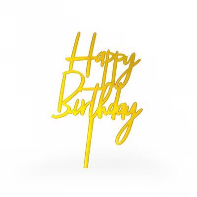 Gold 'Happy Birthday' Cake Topper